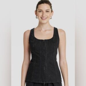 Universal Thread Black Sleeveless Bustier denim tank top